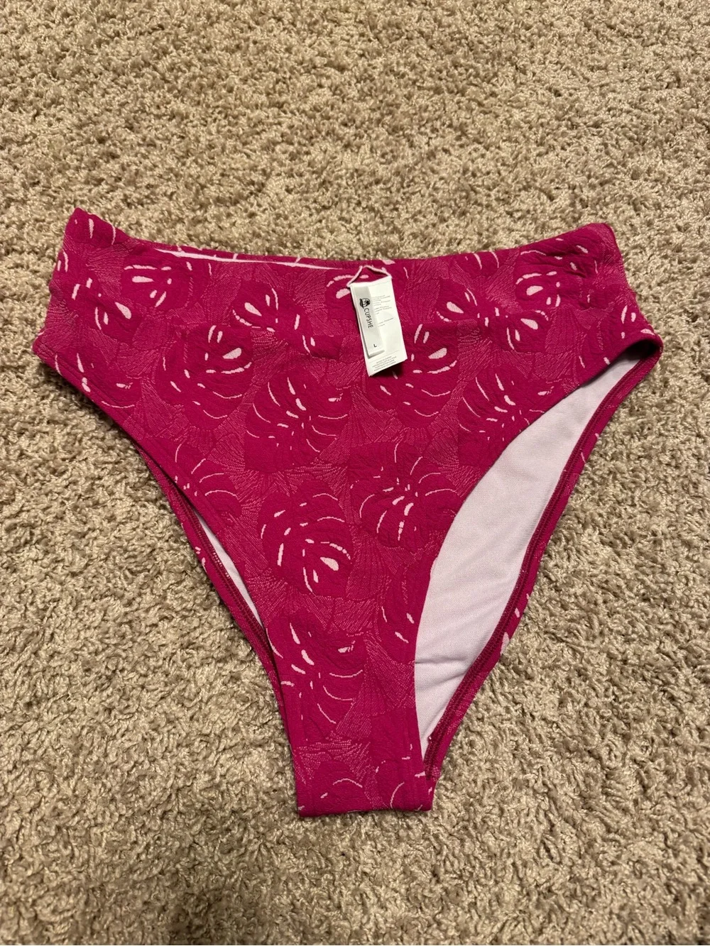 Fuchsia Textured Two-Piece Bikini Set Size Large Cupshe NWT